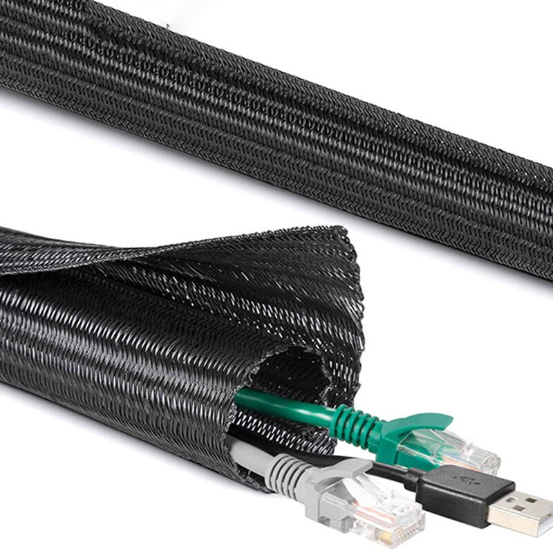 Cable Sleeve Braided - Funda trenzada aislada negra de 3M,